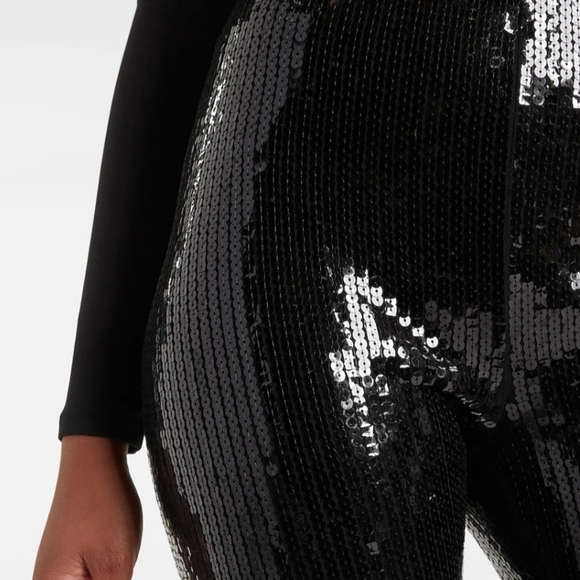 BNWT HIGH RISE SEXY ALL SEQUIN BLACK LEGGINGS FROM EXPRESS SIZE SMALL - Picture 2 of 5